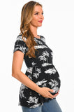 Bearsland Maternity Tops Short Sleeve Scoop Neck Pregnancy Clothes