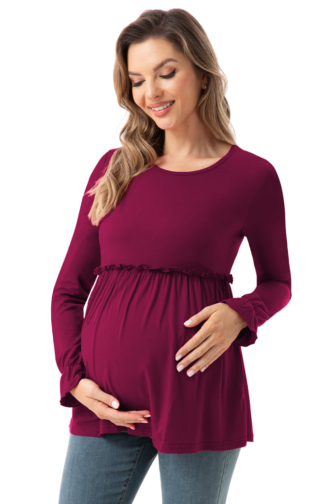 Bearsland  Long Sleeve Round Neck Casual Pregnancy Clothes