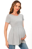 Bearsland Maternity Tops Short Sleeve Scoop Neck Pregnancy Clothes