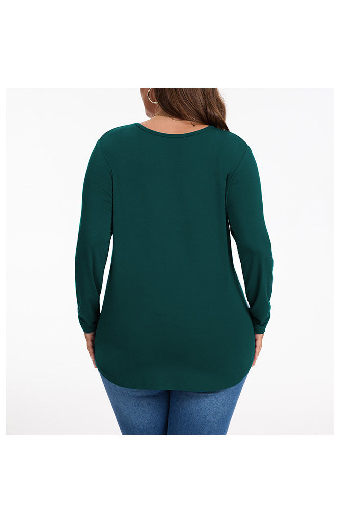 Women's Plus Size Tops Crew neck Long Sleeve Shirts Loose Tunic Tops Fall Shirts