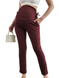 Bearsland Women's Plus Size Maternity Pants with Drawstring 2-Piece Set