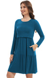 Bearsland Women’s Long Sleeve Nursing Dress with Pocket