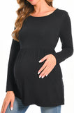 BEARSLAND Round Neck Long Sleeve Maternity Top