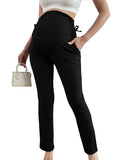 Bearsland Women's Plus Size Maternity Pants with Drawstring 2-Piece Set