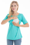 BEARSLAND Women's Round Neck Nursing Short Sleeve Top