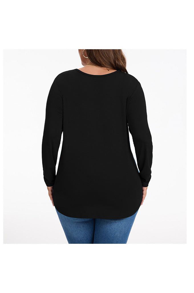 Women's Plus Size Tops Crew neck Long Sleeve Shirts Loose Tunic Tops Fall Shirts