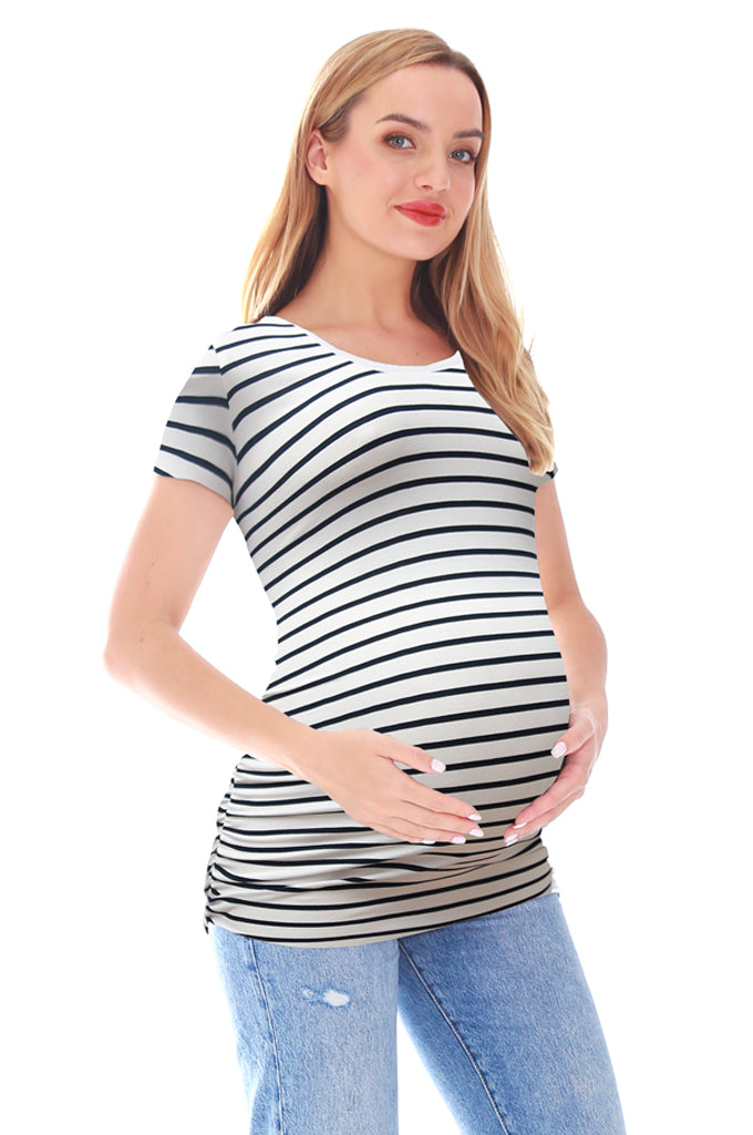 Bearsland Women's Maternity T-Shirt Classic Side Ruffle