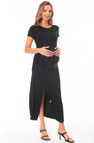 Women's Short Sleeve Maternity Dress Ruched Split Pregnancy Maxi Dresses 2-Pack