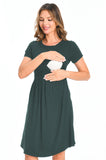 Bearsland Women's Short Sleeves Nursing Dresses with Pockets