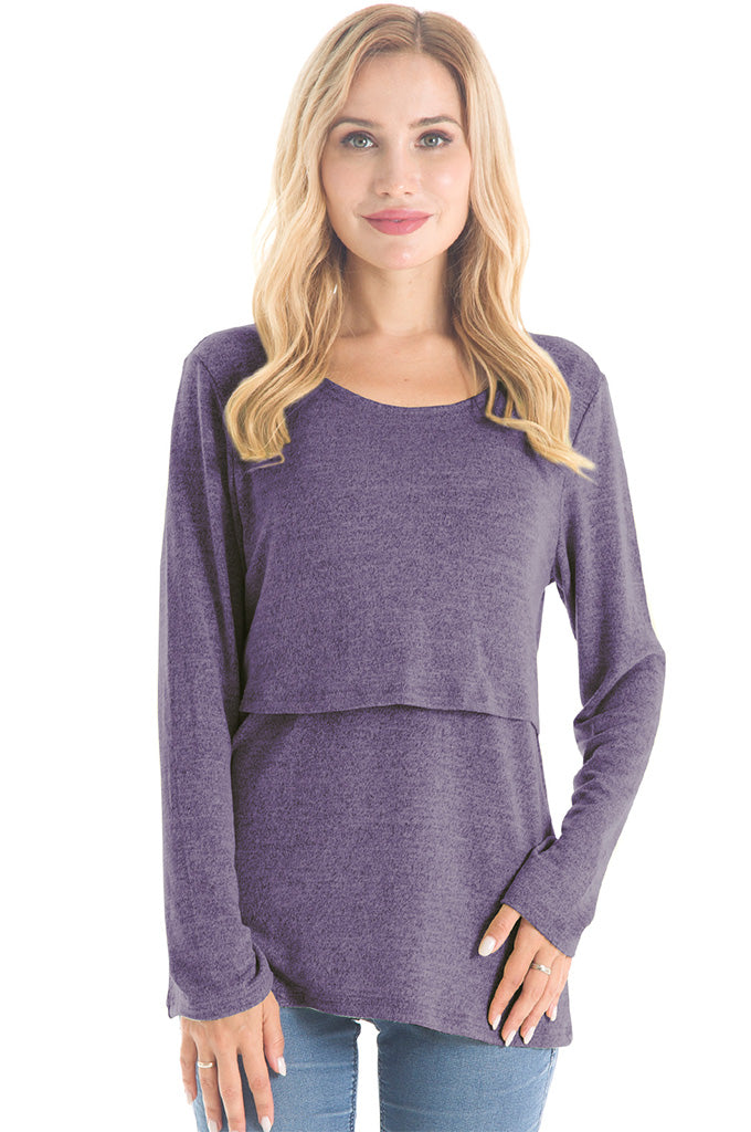 Women's 3 Packs Maternity Clothes Long Sleeves Breastfeeding Shirts Nursing Top