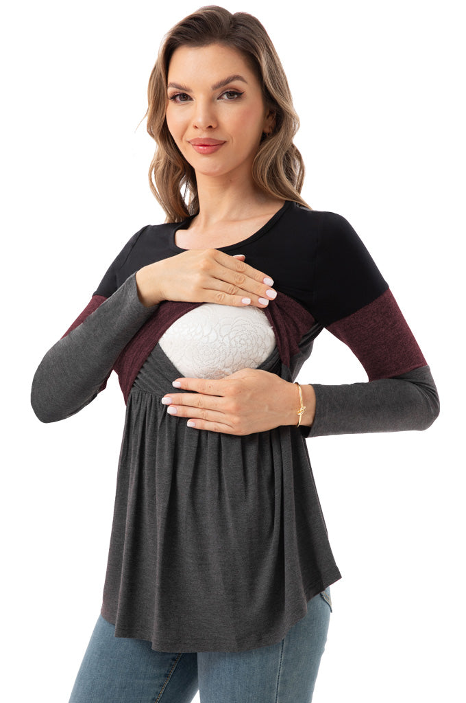 Bearsland Women’s Nursing Top Long Sleeve Scoop Neck Nursing Shirt