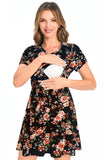 Bearsland Women's Short Sleeve Maternity Nursing Dress with Pockets