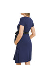 Bearsland Women’s Maternity Midi Dress Short Sleeve Casual Beach Pregnancy Dresses with Belt