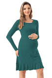 Bearsland Long Sleeve Ruffle Hem Maternity Dress