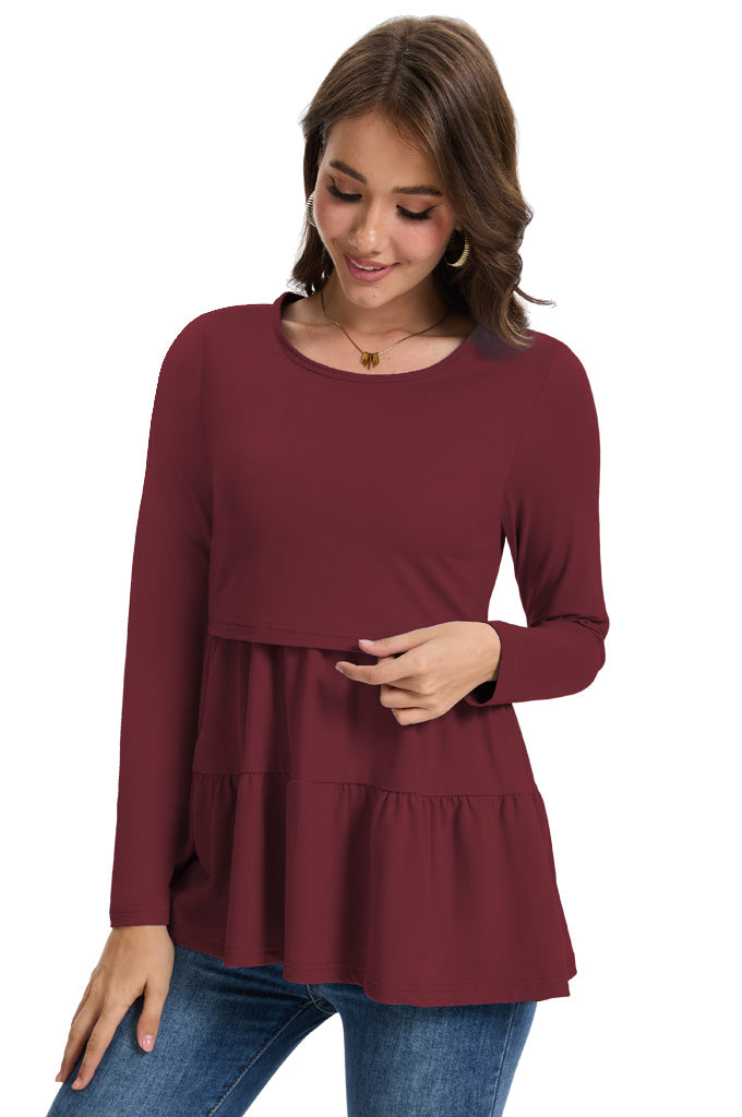 Bearsland Women’s Nursing Top 3pack Long Sleeve Scoop Neck Breastfeeding Shirts