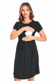 Bearsland Women's Short Sleeves Nursing Dresses with Pockets