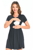 Bearsland Women's Short Sleeve Maternity Nursing Dress with Pockets