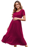 BEARSLAND round neck short sleeve maternity dress