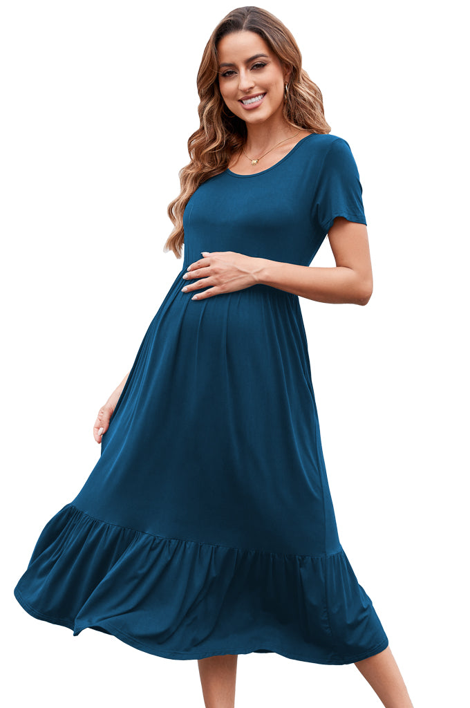 BEARSLAND round neck short sleeve maternity dress