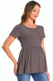 Bearsland Maternity Tops Short Sleeve Scoop Neck Pregnancy Clothes