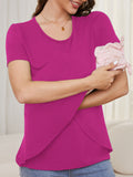 Beaisland Maternity Shirts Short Sleeve Nursing Tops, 3-Pack