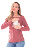 Women's 3 Packs Maternity Clothes Long Sleeves Breastfeeding Shirts Nursing Top