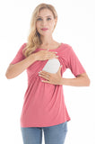 BEARSLAND Women's Round Neck Nursing Short Sleeve Top