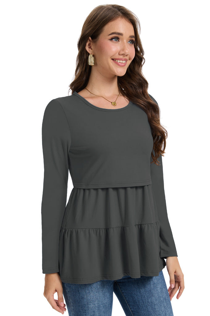 Bearsland Women’s Nursing Top 3pack Long Sleeve Scoop Neck Breastfeeding Shirts