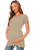 Bearsland Maternity Tops Short Sleeve Scoop Neck Pregnancy Clothes