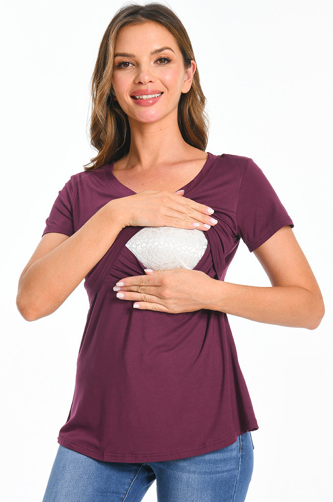 Bearsland Womens V Neck Nursing Tops Maternity Breastfeeding Tee Shirts