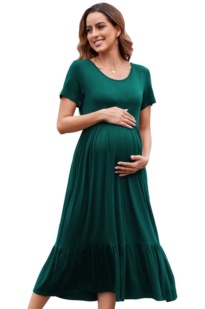 BEARSLAND round neck short sleeve maternity dress