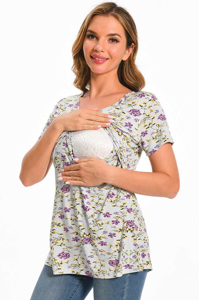 Bearsland Womens V Neck Nursing Tops Maternity Breastfeeding Tee Shirts