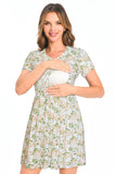 Bearsland Women's Short Sleeve Maternity Nursing Dress with Pockets