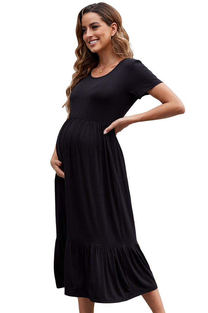 BEARSLAND round neck short sleeve maternity dress