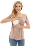 BEARSLAND Women's Round Neck Nursing Short Sleeve Top