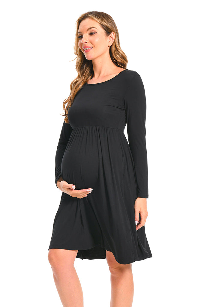 Bearsland Women's Long Sleeve Maternity Dresses with Pocket Bearsland Women's Long Sleeve Maternity Dresses with Pocket