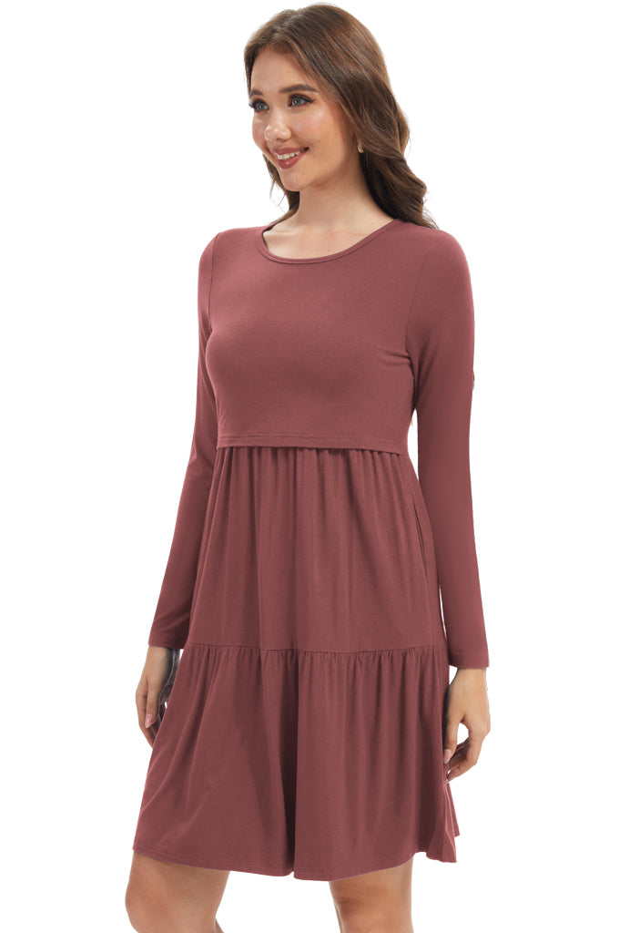 Bearsland Women's Long Sleeve Nursing Dress with Pocket Bearsland Women's Long Sleeve Nursing Dress with Pocket