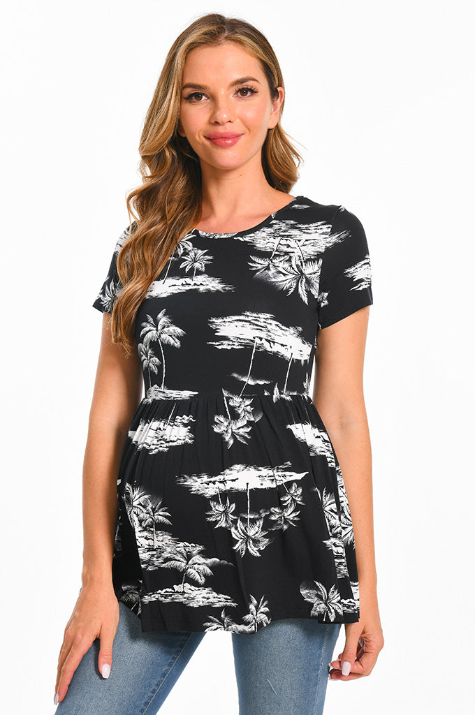 Bearsland Scoop Neck Short Sleeve  Maternity Tops