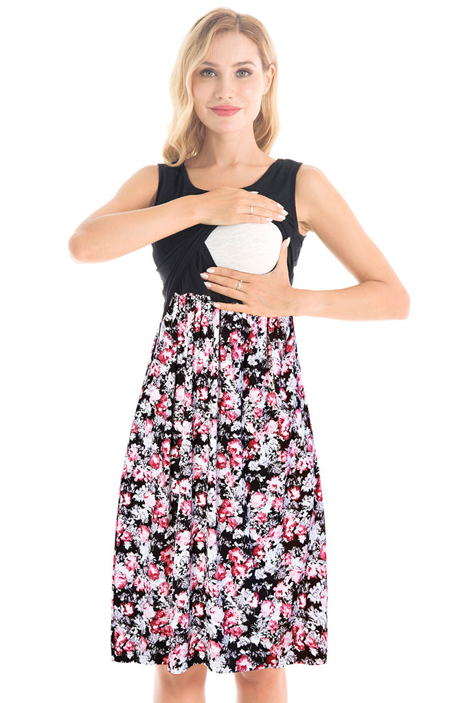 Bearsland Women's SleevelessNursing Breastfeeding Dresses with Pockets