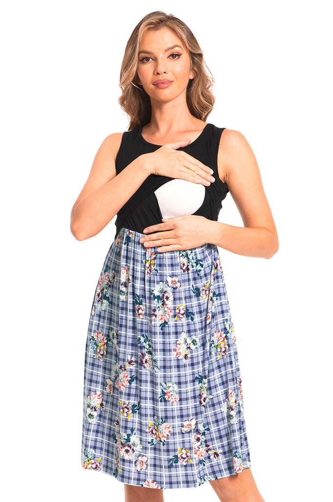 Bearsland Women's SleevelessNursing Breastfeeding Dresses with Pockets