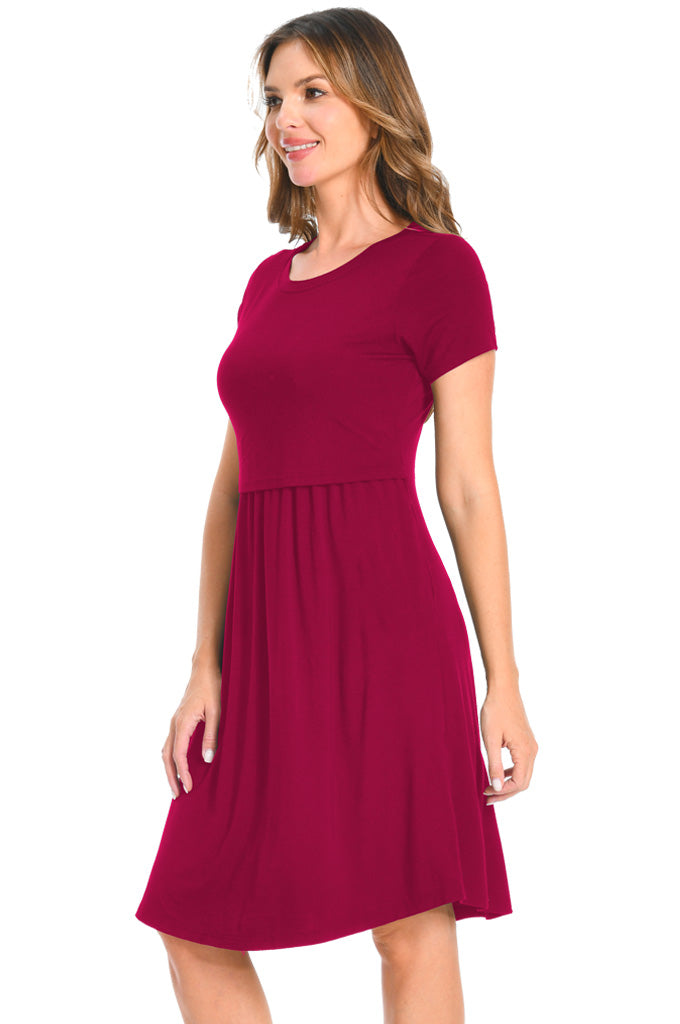 Bearsland Women's Short Sleeves Nursing Dresses with Pockets
