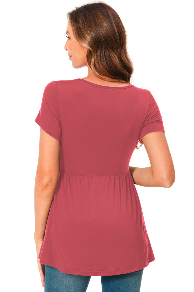 Bearsland Maternity Tops Short Sleeve Scoop Neck Pregnancy Clothes