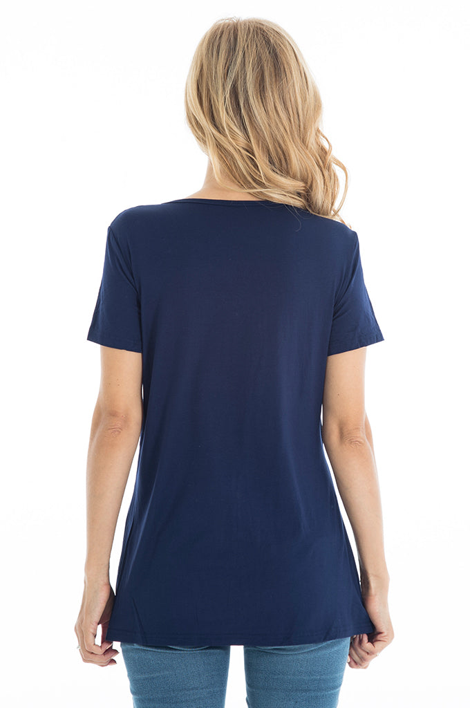 BEARSLAND Round Neck Nursing Short Sleeve Top