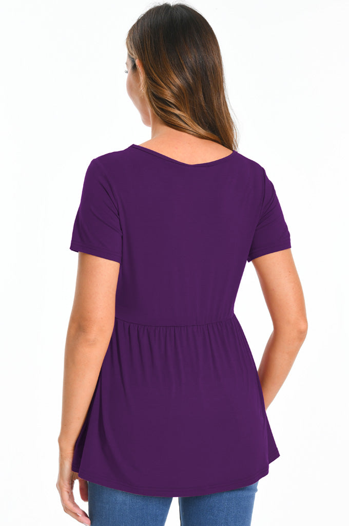 Bearsland Maternity Tops Short Sleeve Scoop Neck Pregnancy Clothes