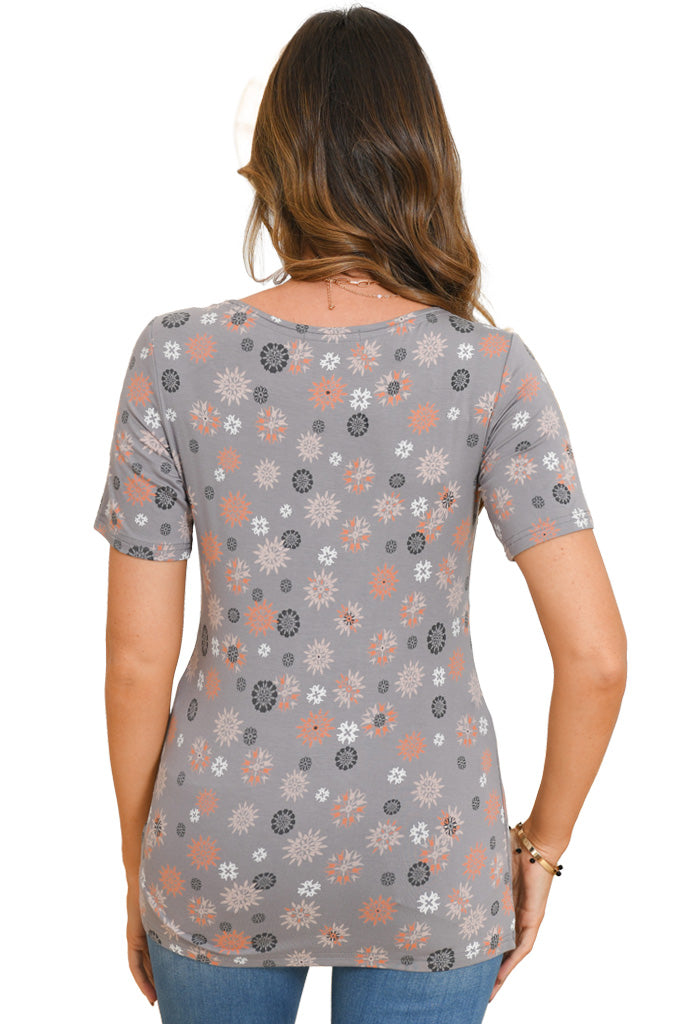 BEARSLAND Women's Round Neck Nursing Short Sleeve Top