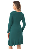 Bearsland Long Sleeve Ruffle Hem Maternity Dress