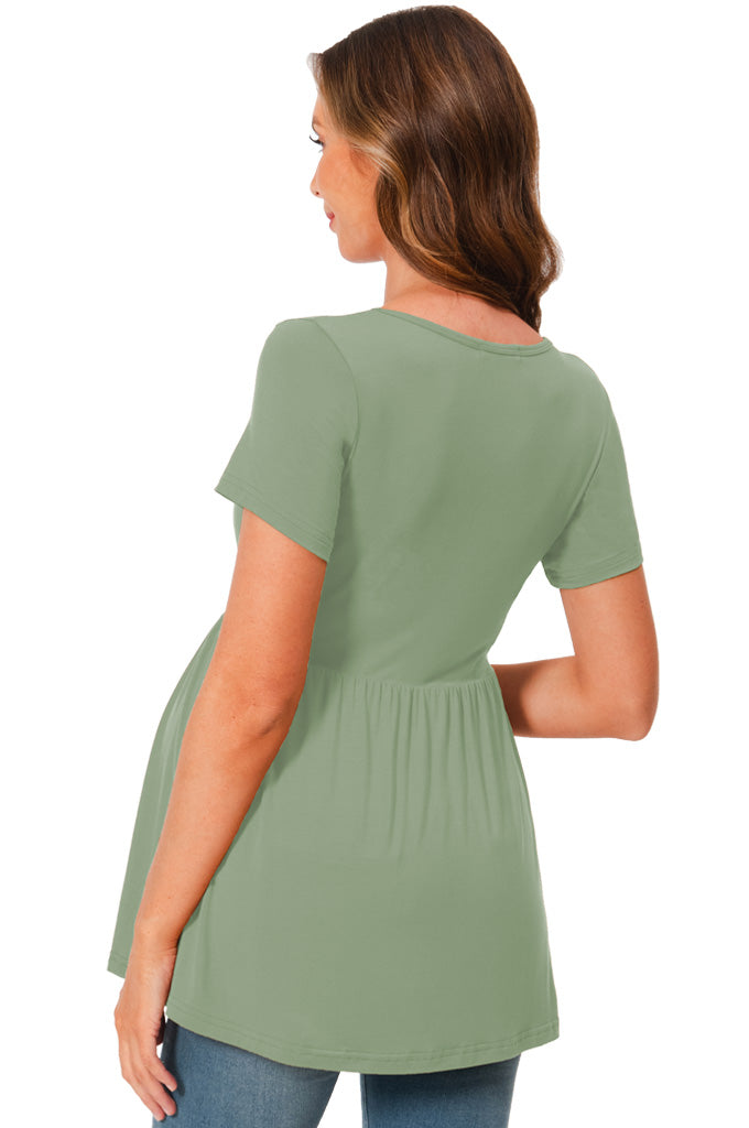 Bearsland Maternity Tops Short Sleeve Scoop Neck Pregnancy Clothes