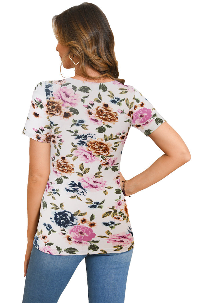 BEARSLAND Women's Round Neck Nursing Short Sleeve Top