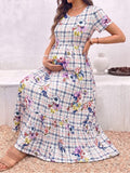 Beaisland round neck short sleeve maternity dress