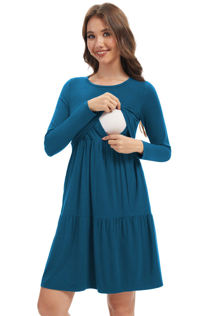 Bearsland Women's Long Sleeve Nursing Dress with Pocket Bearsland Women's Long Sleeve Nursing Dress with Pocket